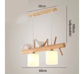 Kitchen Chandelier Ceiling Lamp Modern Japanese 3-Lamp Dining Lamp Bar Counter Hanging Lamp, Premium Solid Wood Pendant Lamp Fixture For Dining, Living Room, Cafe