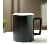 Clásico blanco y negro mate par taza europea café leche taza cuadrada letras creativas