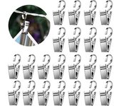 50 Pieces Metal Curtain Clips, Silver Stainless Steel Clips An Hooks, Clamp Ring Hooks For Drapery, Shower Curtain Clip, Photo, Lights