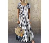 Vestido verano para mujer, moda informal, vestidos de manga corta, vestido largo femenino