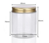 20pcs 250ml Clear Empty Plastic PET Storage Jar With Gold/Silver Aluminum Lids Cosmetic Face Cream Food Container Home Supplies
