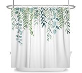 Green Plant Leaf Vines Flowers Shower Print Modern Nordic Minimalist Polyster Home Decor Bathroom Curtain with Hooks