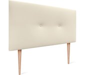 Cabecero de Polipiel o Tela Acualine Liso con Botones y Patas Tapizado de Alta Gama Cabezal Lujo Cama Dormitorio Moderno Acolchado (Tela Beige, 145x105cm (Camas 120/135/140))