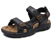 Sandalias de verano de los hombres de fondo grueso de la capa de la cabeza del dedo del pie abierto de cuero de vaca zapatos de playa de los hombres de fondo suave de la moda de gran tamaño al aire libre casual zapatos