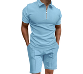 Men's po t t, short sleed T-t with tight   cor, waffle, casual, summer 2025