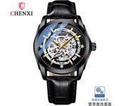 Reloj mecánico automático correa de cuero calado luminoso resistente al agua