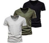 AIOPESON 3 juegos de camisetas masculinas 100% algodón diseño de moda camisetas masculinas sólidas camiseta de verano de cuello
