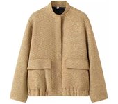 Women's Gold Beaded Jacket, Loose t with Raised Neck, New Style, 2024