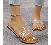 Women's Fashion Chain Decor Comfy Flats Slip On Transparent Daily Non-slip Shoes Vacation Beach Lightweight Slides