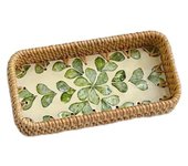 Hand Woven Splicing Shell Rattan Basket Rattan Weaving Colorful Rattan Shell Tray Handmade Household Weaving Fruit Basket