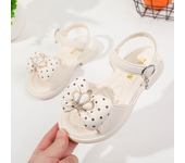Girls Summer Sandals Princess Bowtie with Crown Rhinestone Kids Flat Beach Shoes Open Toes 2024 Summer New Children's Sandals