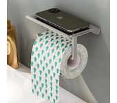 Soporte de papel higiénico de aleación de aluminio, estante con bandeja, accesorios de baño, colgante de pared de cocina, portarrollos de papel higiénico sin perforaciones