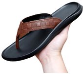 Zapatos de los hombres chanclas verano clip dedos fondo plano superficie de cuero de vaca al aire libre ocio playa sandalias zapatillas