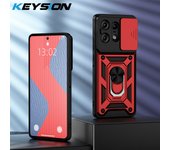 KEYSION Shockproof Armor Case for Motorola Edge 50 Pro 5G Slide Camera Protection Ring Stand Phone Cover for MOTO Edge 50 Pro 5G