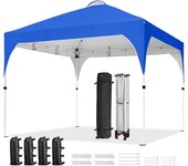 Carpa Plegable 3x3m Cenador de Jardín Impermeable para 8-10 Personas,con Ventilacion y Bolsa de Transporte, Ideal para Playa y Camping Azul