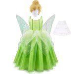 Fancy Tinker Bell Dress with Wings Kids Halloween Pixie Fairy Cosplay Costume Girls Makeup Party Elegant Carnival Clothing Gown