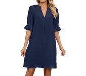 Vestido túnica para mujer, vestido corto de verano, elegante blusa, informal, holgado, con mangas medias
