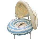 Anillo de asiento de toldo a rayas para niños Anillo de natación Anillo de asiento de mango de pez de fondo inflable para bebés
