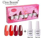 Clou Beaute 8ml Gift Set Kit UV LED Gel Varnish Soak Off Nail Art Gel Nail Polish Pure Nail Color Base Coat No Wipe Top Coat