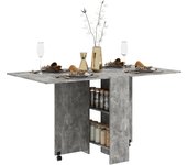 Mesa de Comedor Plegable Mesa de Madera con 2 Solapas 2 Estantes de Almacenaje y Ruedas para Cocina 75x140x74 cm Blanco