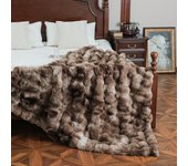 Manta Sofa de Felpa de Conejo Super Suave Cálida, Gruesa Franela 540 g/m² Manta Cama Multifuncional Esponjosa para Dormitorio Sofá Viajes Niños Camping Blanket(Albaricoque A Rayas, 160 x 200 cm)