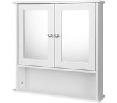 Armarios con Espejo para Baño Cocina Mueble Suspendido de Espejo Mueble de Pared de baño Espejo con Estante Mueble Joyero de Madera 56 x 58 x 13 cm Gris