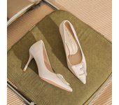 [Sheepskin] High Heels Women's Stiletto Heel 2024 Autumn New Pointed Shallow Temperament Rhinestone Shoes