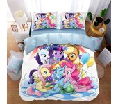 Little Pony Bedding Set,Cartoon Children My Pony Quilt Cover,2-3 Pieces Sets Kids Adult Size Cute Print Decor Gifts