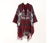 Elegant trench coat with tassel checkered print, keeping warm in , suitable for outdoor activities