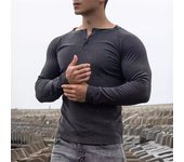 German double-sided velvet men's long sleeved T-shirt, running sports, spring and autumn