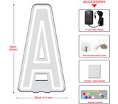 76cm Colorful Illuminated Alphabet Large Light Sign A -Z Alphabet Free Stand Up Neon BABY Party Light Sign,Dimmable and Clear Backer