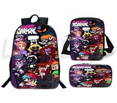 3 Piece Set Angry Geometry Dash School Bags for Teenager Girls Canvas Women Backpack Boys Student Bookbag Pencil Case Handbags