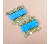 1 Pair Belly Dance Wrist Ankle Cuffs Bracelets Chiffon Gold Coin Belly Dance Costume Accessory Valentine's Day Gift Jewelry