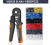 Ferrule Crimping Tool Kit, Hexagonal sawtooth Self-adjustable Ratchet Wire Terminals Crimper Kit with Wire Terminals kits
