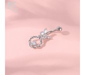 ZS 1 PC Colorful Butterfly Pendant Belly Button Ring Rhinestone Long Drop Pendant Belly Rings 14G Navel Barball Piercing Jewelry
