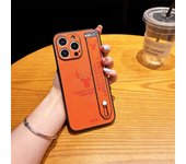 Artificial leather phone case with wristband For iPhone15ProMax 14ProMax Minimalist design iPhone12/13/14/15Pro protective camera Moose motif