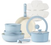 CAROTE Juego de Ollas y Sartenes, Juego de Utensilios de Cocina Antiadherentes con Mango Desmontable, 15pzas Juego de Utensilios de Cocina de Inducción Antiadherentes con Mango Desmontable, Juego de Utensilios de Cocina para RV, Apto para Horno