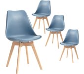 Pack de 6 Sillas de Comedor con Patas de Madera Maciza de Haya, Sillas de Cocina de Diseño Nórdico Sillas de Oficina de Madera con Asiento Acolchado, Blanco