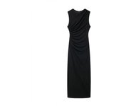 OUWU-  Primavera Sin Mangas Nueva Fiesta Maxi Vestido Largo Decorativo Ajustado Flauta De Malla Vestido Plisado Elegante Vestido De Ropa De Trabajo De Oficina