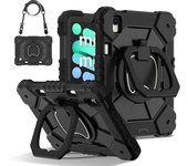 For Apple iPad mini 6 7 mini6 mini7 2021 2024 A17 Pro Case Shockproof Silicon PC Pull Ring Stand Shoulder Strap Tablet Cover