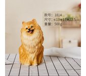 Simulation dog ornament Pomeranian model living room TV cabinet decoration cute animal sculpture resin fox dog crafts