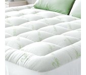 Sobrecolchón de bambú | Topper para colchón 135 x 190 cm | Grosor 2.5 cm | Refrescante, Transpirable para aliviar el Dolor de Espalda, Bolsillos Profundos para colchones de 20-50 cm, Blanco
