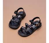 Sandalias de princesa para niñas con 3 pajaritas, sandalias de gladiador para niños, zapatos de playa para niños, transpirables, con dedos abiertos, suaves y antideslizantes 24-35