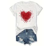 New Petal Heart Valentine's Day Round Neck Short Sleeve Casual T-Shirt for Summer