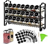 Especieros para Cocina, 24 botes para especias, Organizador con Estructura Metálica de 3 Niveles, con Etiquetas, con Tapas y Dosificadores individuales (Modelo 2)
