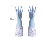 Latex Rubber Dish Washing Gloves Elastic Cuffs Velvet Winter Cleaning Gloves Long Sleeve Waterproof Housework Gloves