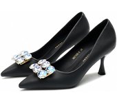 2024 new style women's shoes/sandals/high heels/stilettos/pointed toes/spring/summer/autumn/winter/banquet/wedding/work/leather/Black