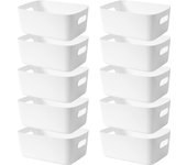 10Pcs Cajas Organizadoras de Plastico Cestas Almacenaje Cocina Decorativas de Armarios Comida Blanco para Oficina, Baño (Blanco)