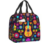 Custom Mexican wers Otomi Embroidery Art Pattern Insulated Bag for Women Portable Cooler Thermal Lunch Box Beach Travel