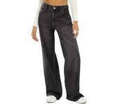 Women's Minimalist High Waist Denim Stretch Wide Leg Jeans, Trendy Multi-Pocket Denim Trousers for Women, Classic Women's Pants, Street Womenswear